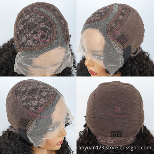 High Quality Wholesale  13*1 Lace Front Wig Human Hair 100%Virgin  Brazilian Jerry Curl Wigs Transparent Lace Wig For Black Wome
